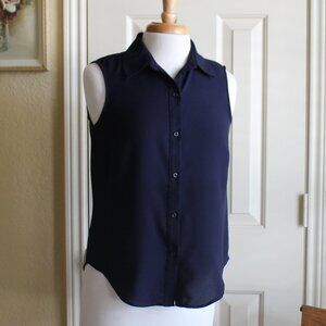 Women's Nine West Navy Sleeveless Button Down Blouse - Size 4